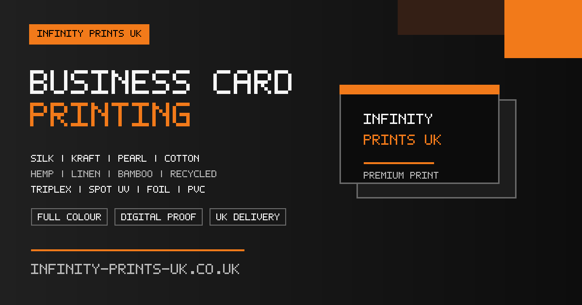 350gsm Silk Business Cards branded with your company logo by Infinity Prints UK