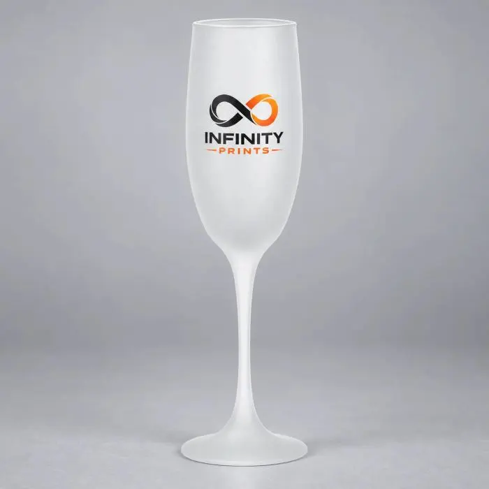190ml Frosted Champagne Flute branded with your company logo by Infinity Prints UK