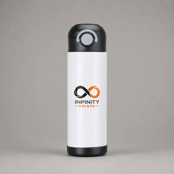 500ml Branded Kids Straw Water Bottle branded with your company logo by Infinity Prints UK