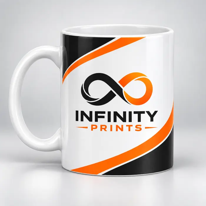11oz White Branded Mug branded with your company logo by Infinity Prints UK
