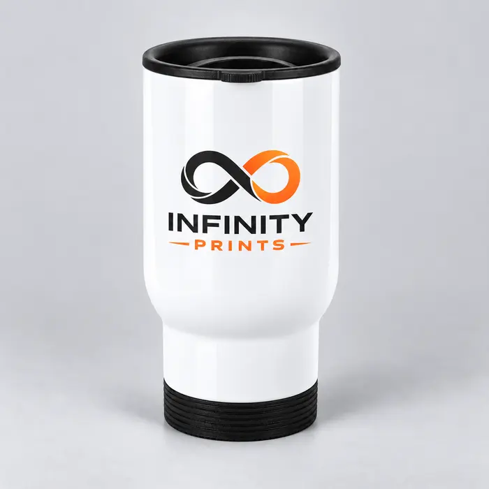 14oz Branded Insulated Travel Mug with Handle branded with your company logo by Infinity Prints UK