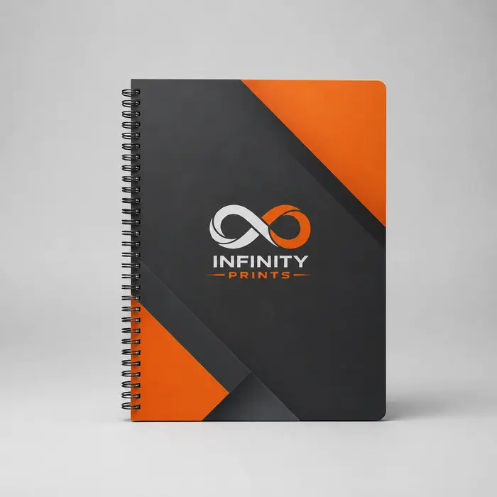 A4 Full-Colour Spiral Sublimation Notebook branded with your company logo by Infinity Prints UK