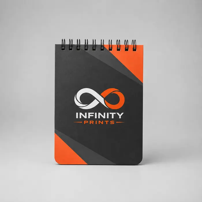 A6 Full-Colour Spiral Sublimation Notebook branded with your company logo by Infinity Prints UK