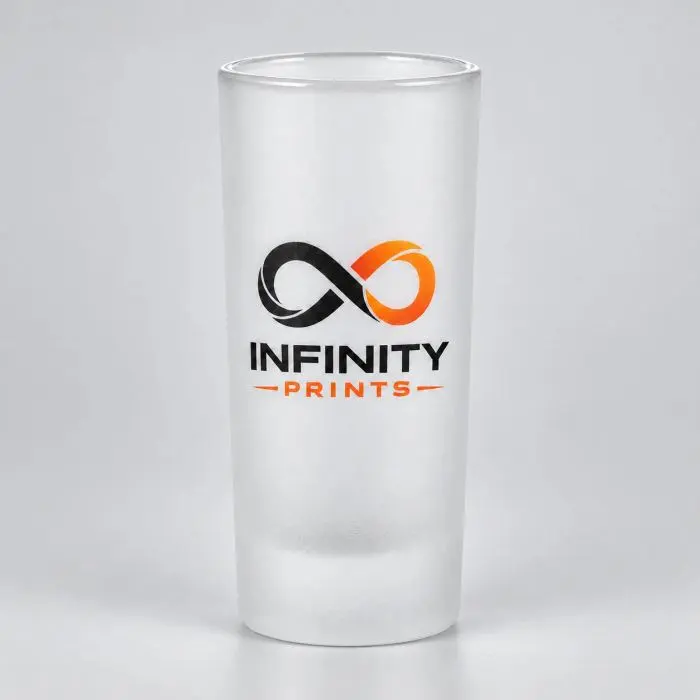 Frosted Branded Shot Glass branded with your company logo by Infinity Prints UK