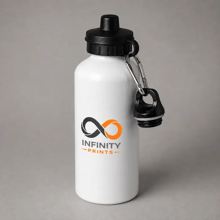 500ml White Branded Sports Bottle branded with your company logo by Infinity Prints UK