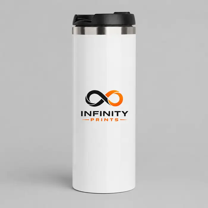 14oz Premium Insulated Travel Tumbler branded with your company logo by Infinity Prints UK