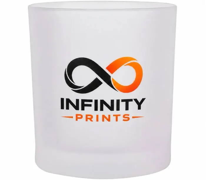 8oz Frosted Whisky Glass branded with your company logo by Infinity Prints UK